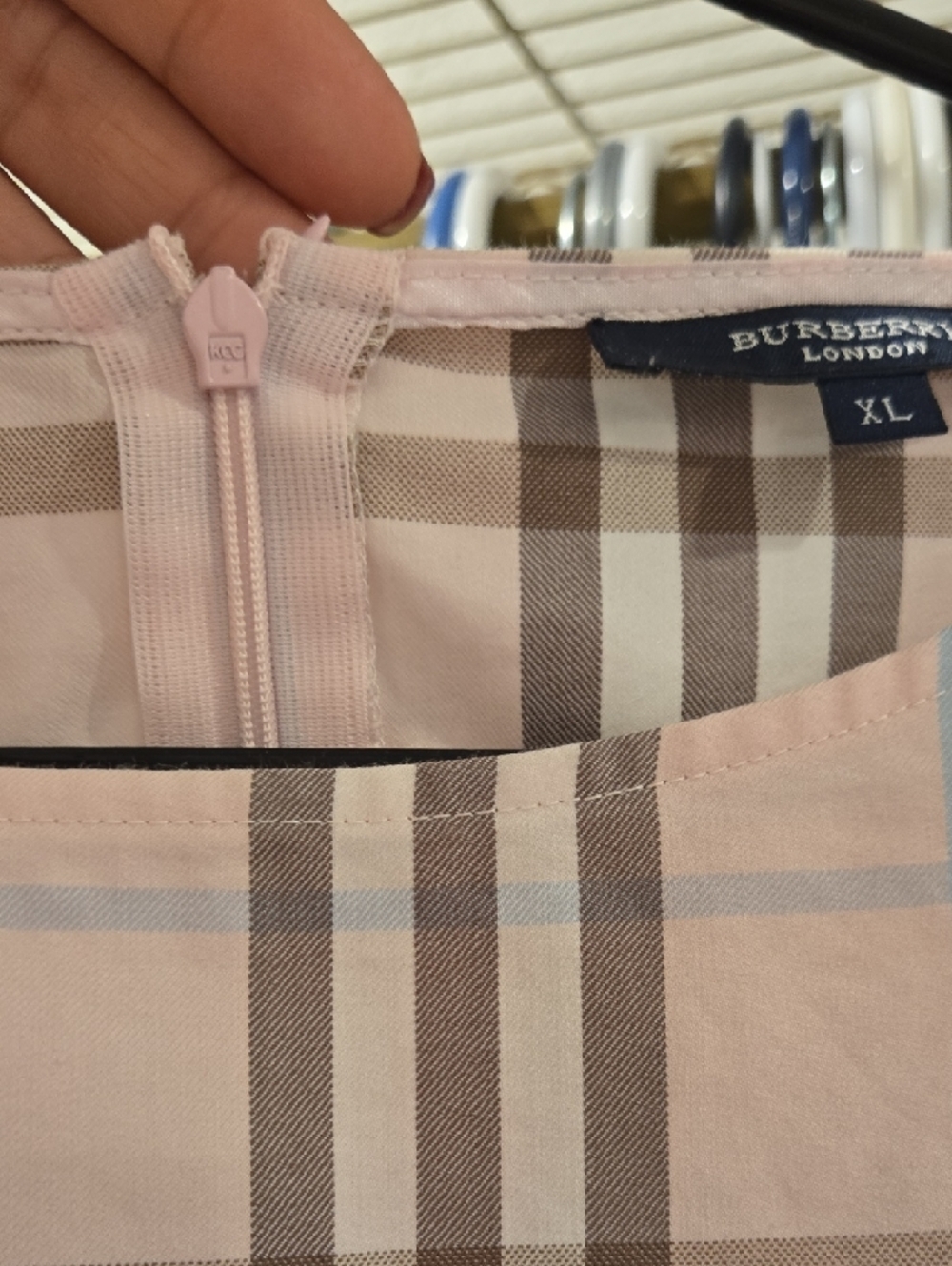 Burberry sleeveless Pink Plaid Tie-Waist Dress - Picture 7 of 8